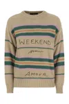 Weekend Max Mara Striped Knit Jumper In Neutral
