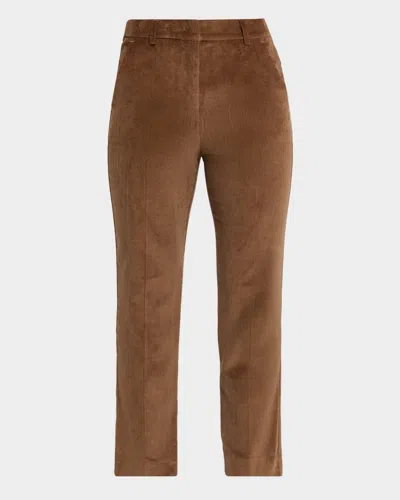 Weekend Max Mara Marruca Cotton Velvet Corduroy Ankle Pants In Animal Print