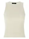Weekend Max Mara Ribbed Crew Neck Sleeveless Top In White