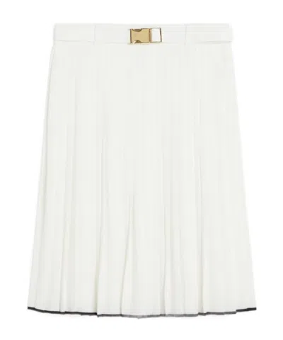 Weekend Max Mara Max Mara Studio Savana Belted Pleated Skirt In White