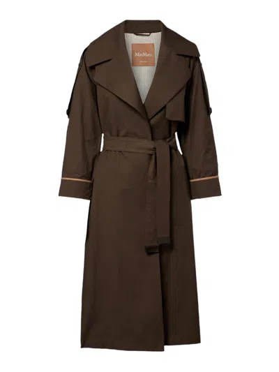 Weekend Max Mara Max Mara The Cube Green Utrench Raincoat In Brown