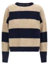 Weekend Max Mara Striped Long Sleeve Crew Neck Sweater In Brown