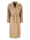 Weekend Max Mara Max Mara Weekend Brown Pure Wool Coat With Belt In Brown