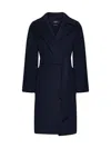 Weekend Max Mara Rovo Wool Double Belted Midi Coat In Blue