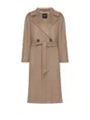 Weekend Max Mara Resina Belted Wool-blend Coat In Brown