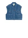 Weekend Max Mara Max Mara Weekend Denim-inspired Vest With Cropped Waist In Pure Cotton In Blue