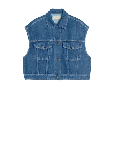 WEEKEND MAX MARA WEEKEND MAX MARA MAX MARA WEEKEND DENIM-INSPIRED VEST WITH CROPPED WAIST IN PURE COTTON