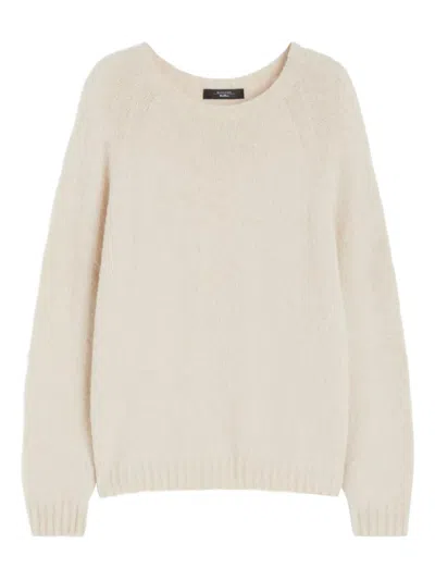 WEEKEND MAX MARA WEEKEND MAX MARA MAX MARA WEEKEND IVORY SWEATER IN ALPACA AND COTTON YARN, LONG SLEEVES