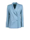 Weekend Max Mara Double-breasted Blazer In Stretch Wool Canvas In Blue