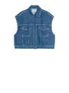 Weekend Max Mara Max Mara Weekend Denim-inspired Vest With Cropped Waist In Pure Cotton In Blue