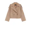 Weekend Max Mara Omens Marron Glace Maga Crop Suede Jacket In Brown