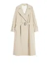Weekend Max Mara Max Mara Weekend Long Waterproof Jacket In Barley With Belt In Nude
