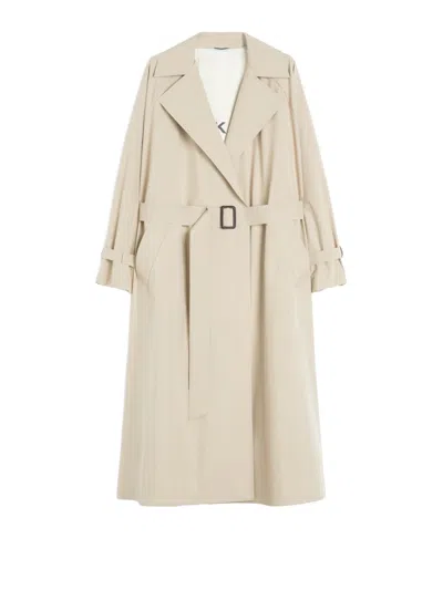WEEKEND MAX MARA WEEKEND MAX MARA MAX MARA WEEKEND LONG WATERPROOF JACKET IN BARLEY WITH BELT