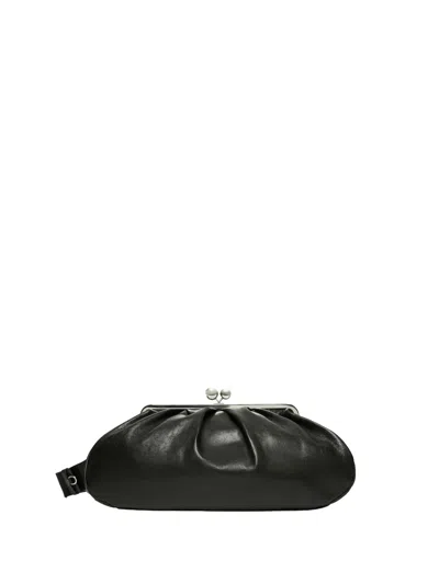 WEEKEND MAX MARA WEEKEND MAX MARA MAX MARA WEEKEND PASTICCINO BAG LARGE IN SHINY LEATHER, BLACK, UNLINED INTERIOR, WI