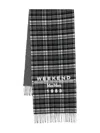 Weekend Max Mara Wool-blend Check Stole Scarf In Black