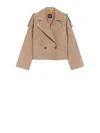 Weekend Max Mara Omens Marron Glace Maga Crop Suede Jacket In Brown