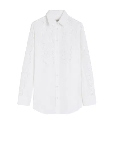 Weekend Max Mara Max Mara Weekend Soft Shirt Embellished With Sangallo Embroidery With A Floral Desi In White