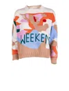 Weekend Max Mara Patterned Cotton Yarn Sweater In Brown