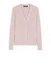 Weekend Max Mara V-neckline Ribbed Stretch Viscose Cardigan In Pink