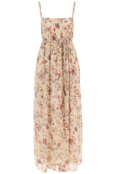 Weekend Max Mara Maxi Dress From Lebanon With Floral Print In Beige