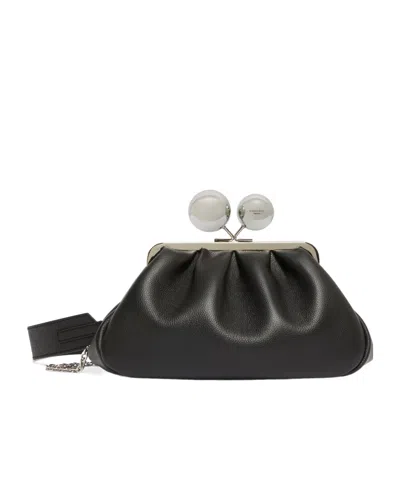 Weekend Max Mara Medium Calfskin Pasticcino Bag In Black