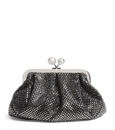 Weekend Max Mara Medium Embellished Pasticcino Clutch Bag In Black