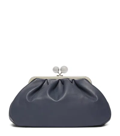 Weekend Max Mara Medium Leather Pasticcino Clutch Bag In Blue