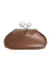 Weekend Max Mara Medium Leather Pasticcino Clutch Bag In Brown