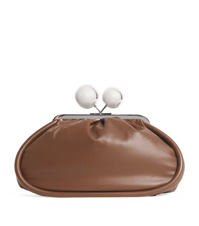 Weekend Max Mara Medium Leather Pasticcino Clutch Bag In Brown