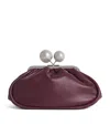 Weekend Max Mara Medium Leather Pasticcino Clutch Bag In Purple