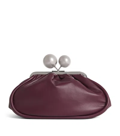 Weekend Max Mara Medium Leather Pasticcino Clutch Bag In Purple
