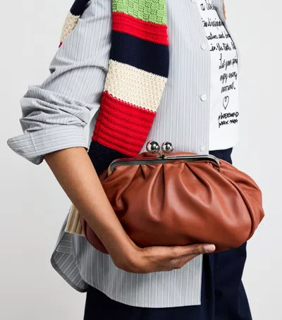 Weekend Max Mara Medium Leather Pasticcino Clutch Bag In Red