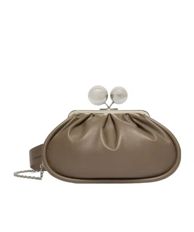 Weekend Max Mara Medium Pasticcino Bag In Glossy Nappa Leather In Brown