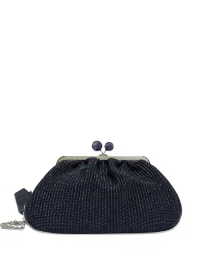 Weekend Max Mara Medium Pasticcino Bead-embellished Woven Clutch Bag In Blue