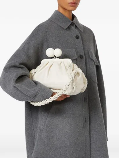 Weekend Max Mara Medium Pasticcino Braided-strap Shoulder Bag In White