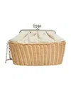 Weekend Max Mara Medium Pasticcino Canvas And Rattan Bag
