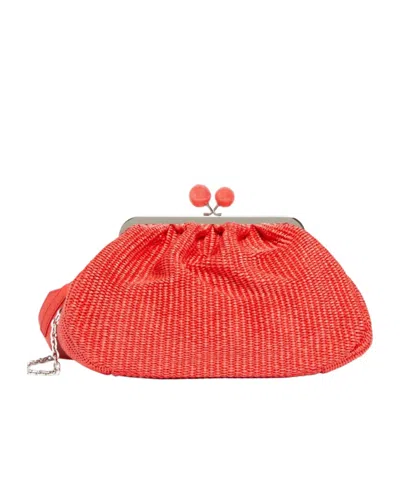 Weekend Max Mara Medium Raffia-effect Pasticcino Bag In Red