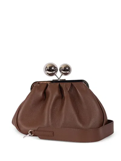 Weekend Max Mara Medium Wkacaro Pasticcino Leather Clutch Bag In Brown