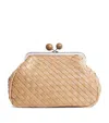 Weekend Max Mara Medium Woven Leather Pasticcino Clutch Bag In Sand