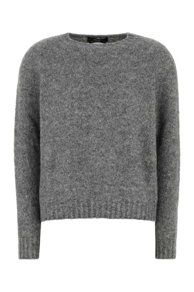 Weekend Max Mara Melange Grey Alpaca Blend Oversize Ghiacci Sweater In Gray