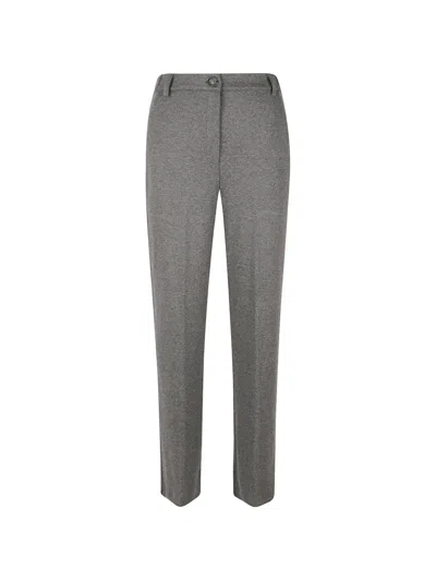 Weekend Max Mara Mélange-effect Straight-leg Trousers In Gray