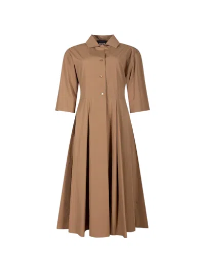 Weekend Max Mara Midi Cotton-poplin Shirt Dress In Neutral