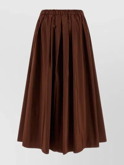 Weekend Max Mara Midi Pleated Skirt Elastic Waistband In Burgundy