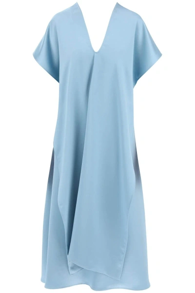 Weekend Max Mara Midi Shrimp Dress With Cape In Light Blue