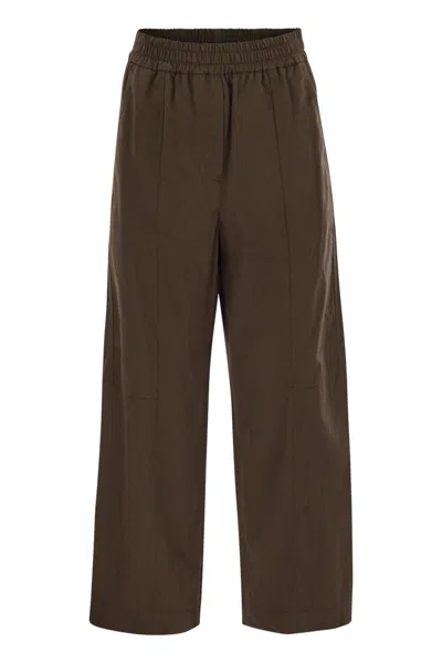 Weekend Max Mara Milva - Loose Cotton Trousers In Brown