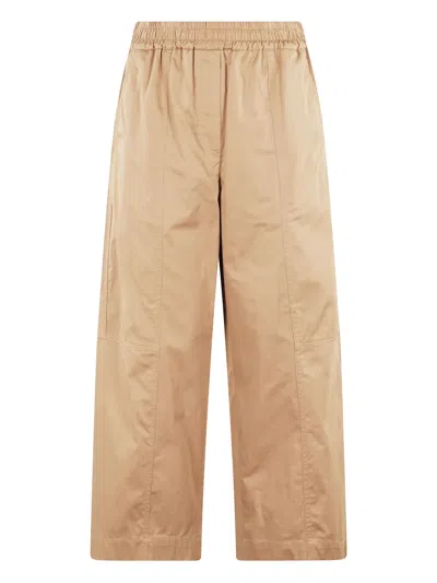 Weekend Max Mara Milva Elastic-waist Straight-leg Trousers In Brown