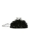 Weekend Max Mara Mini Pasticcino Satin Bag With Rhinestones In Black
