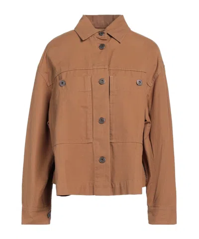 Weekend Max Mara Minimalist Canvas Coat In Brown