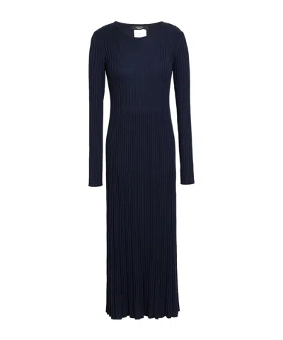 Weekend Max Mara Minimalist Longsleeve Knit Dress In Blue