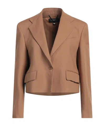 Weekend Max Mara Minimalist Single-breasted Blazer In Brown